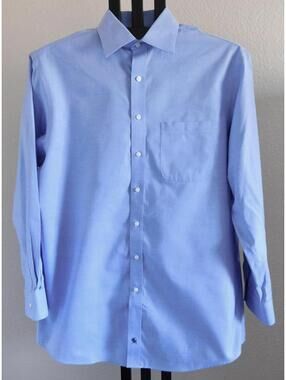 Hart Schaffner Marx Mens Dress Shirt Size 16.5/34 Blue Pima Cotton Classic Fit